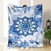 Blue and White Floral Mandala Phone WallpaperBlanket Flannel Throw Blanket for Sofa, Bed, Travel, Camping, Office, Couch, Chair, And Bed Gif