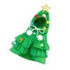 Christmas Pet Outfit Red/Green Pet Cloak with Star And Pom Poms Puppy