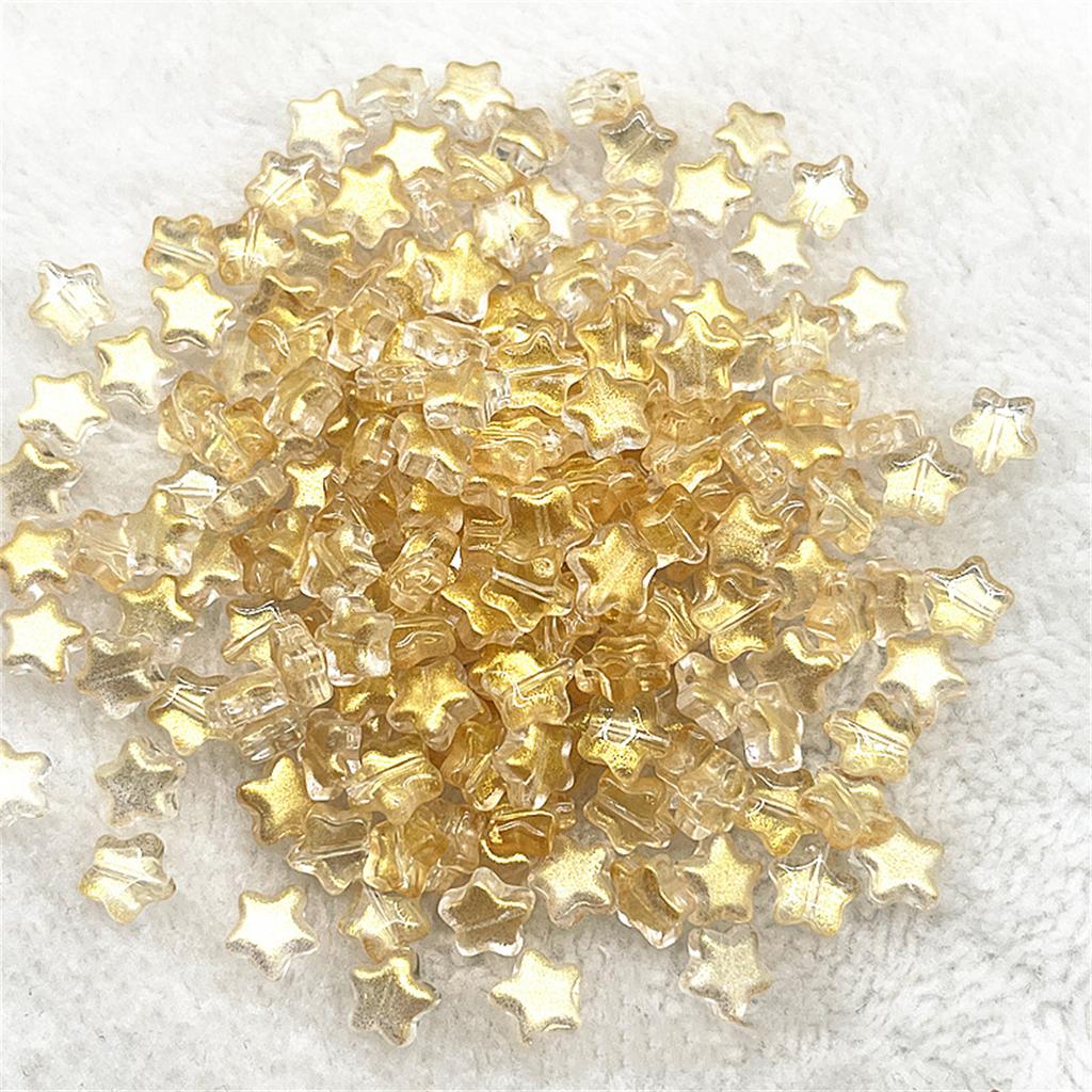 Colorful 30pcs 8mm Mini Polychrome Cute Gradient Five-pointed Star Glass Beads Loose Spacer Beads Jewelry Making DIY Handmade