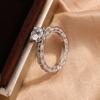 925 Silver Plated Classic White Zircon Four-Prong Ring for Women, Wedding Engagement Anniversary Jewelry Gift.