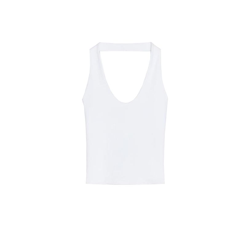 Summer New Product Women's Clothes French Style Design Hanging Collar Slim Fit Backless Basic All-Matching Tops 4424308