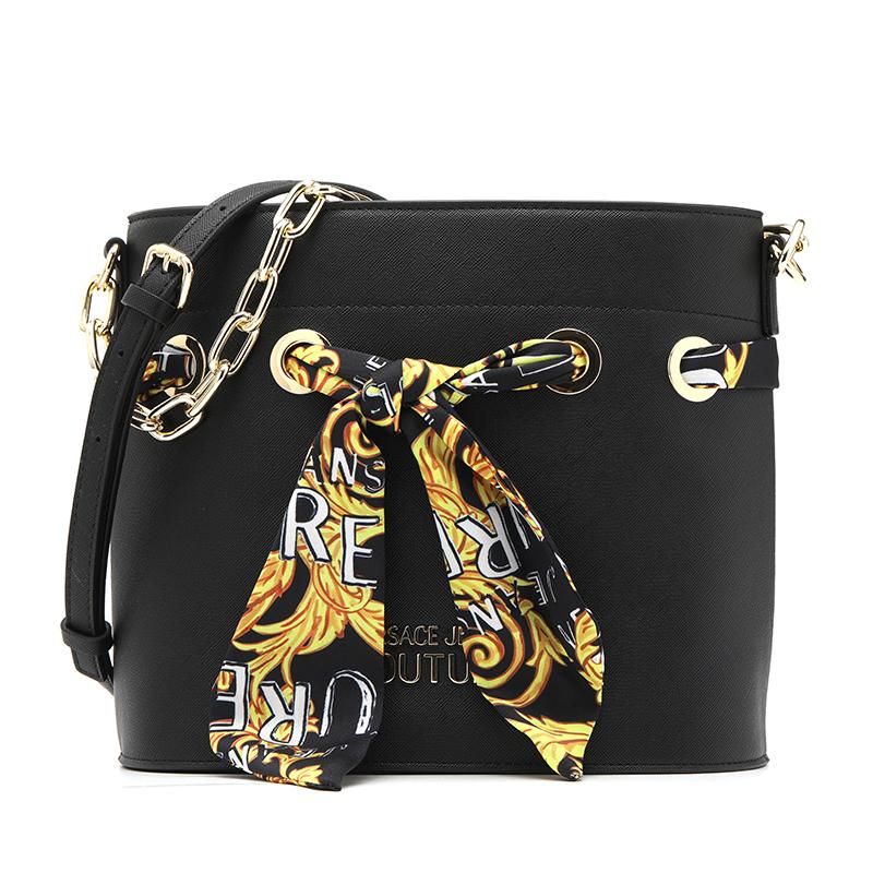 New VERSACE JEANS COUTURE Polyester Bucket Bag, Shoulder Bag Women's Black 74VA4BAD-ZS467-899
