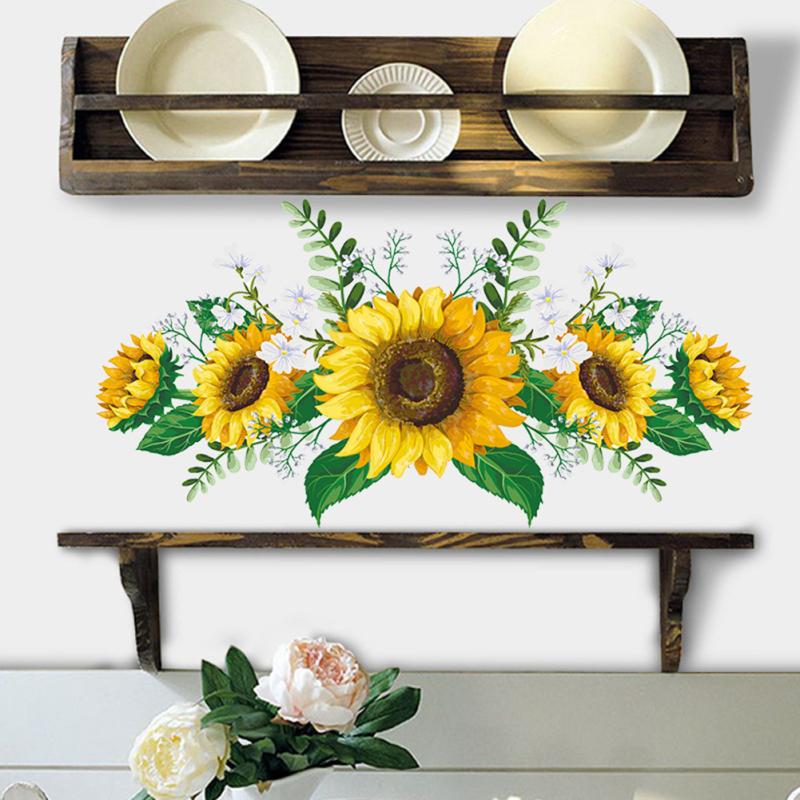 Creative Sunflower Wall Stickers Self-adhesive Paperstickers Bedroom Living Room Kitchen Wall