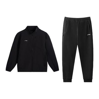 Breathable Versatile Round Neck Comfortable Commuter Sweatshirt Set Men Sweatshirt Set Black AJDV341-1+AKLVC87-1