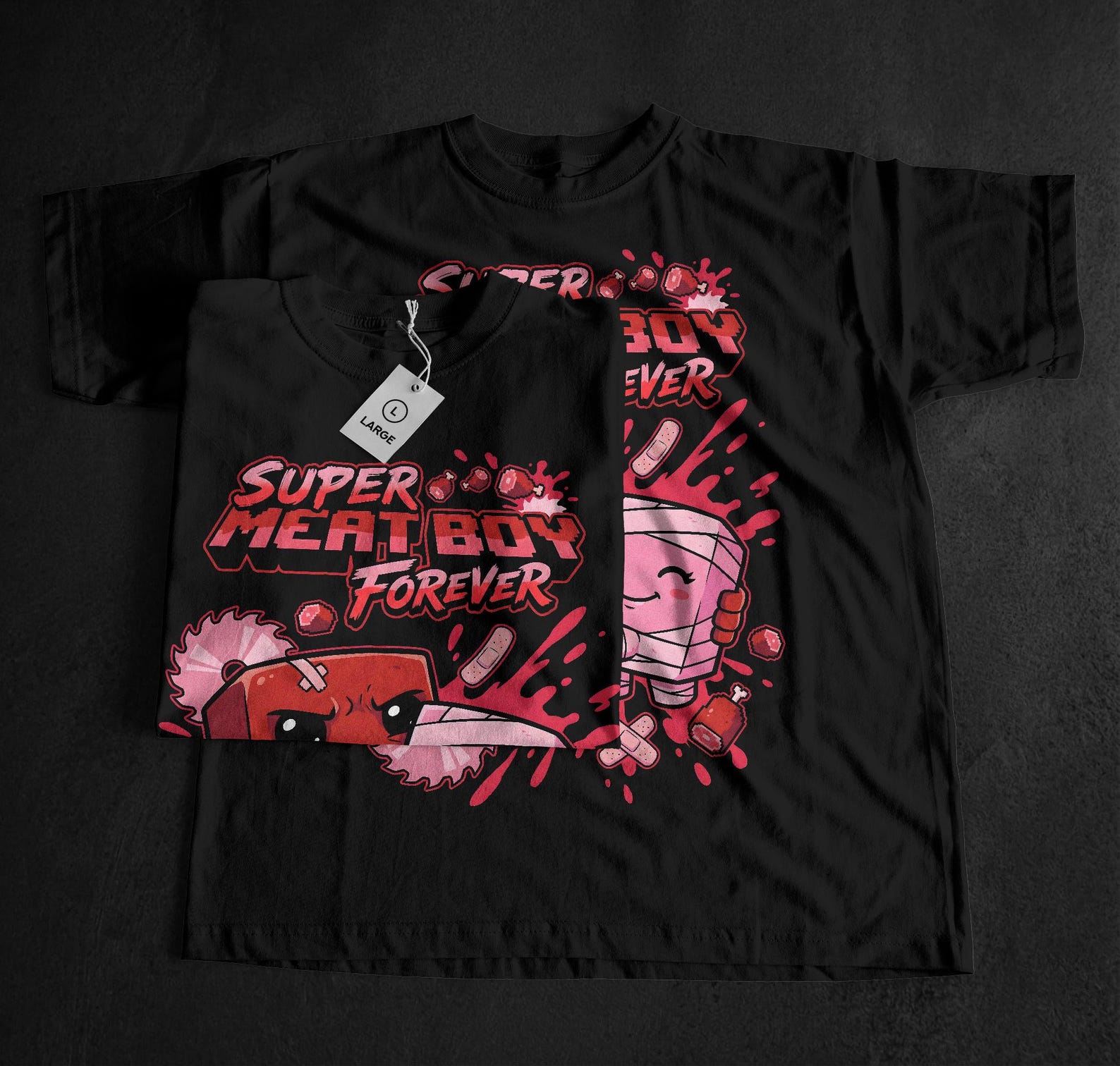 Super Meat Boy Unisex Tshirt, Bandage Girl, Video Game, Arcade Classic, 8Bit Platform, Retro 80s Gaming, Geek Gift for Teen, Pop Culture 140