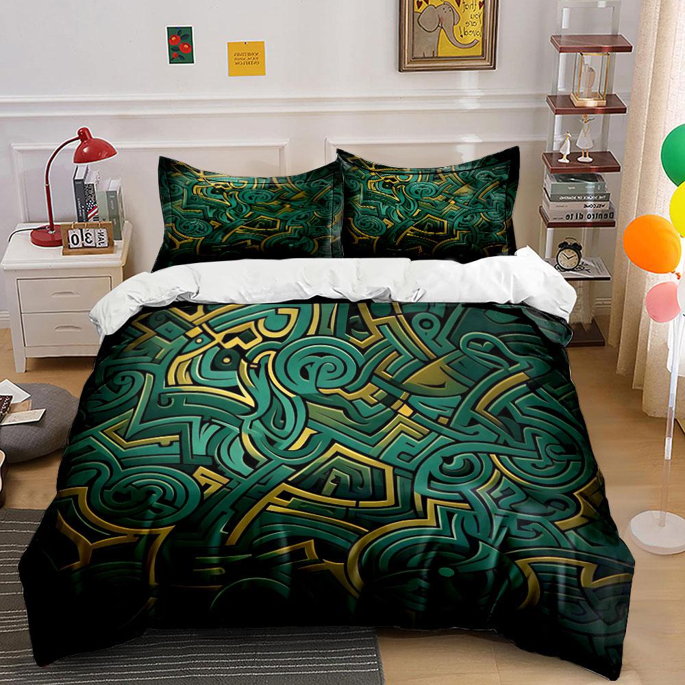 Abstract Pattern Decorative Set Bedding Set with 1 Duvet Cover 2 Pillowcases Single Double King Queen, Gift