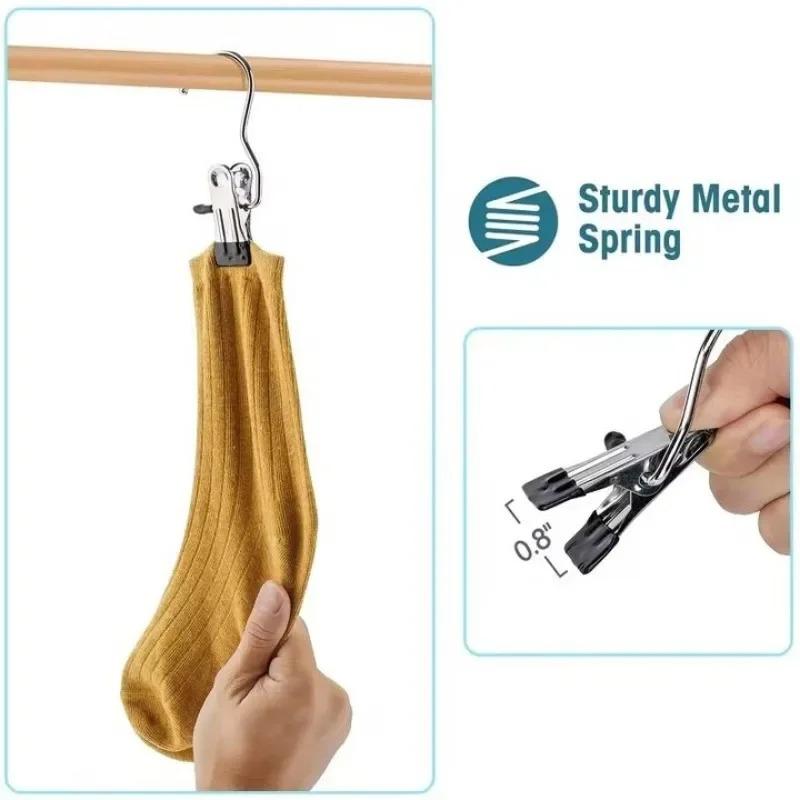 10pcs Stainless Steel Clothespins Laundry Clothes Pegs Hook Portable Hanging Clothes Clip Wardrobe Clothes Organizer Hanger