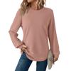 Women's Fashionable Casual Round Neck Solid Color Long Sleeve Top