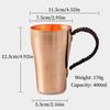 Handgefertigter reiner Kupfer-Kaffeebecher, 400 ml Frühstückstasse, tragbar, glatte Oberfläche, gewebter Griff, Heim-Bierbecher, Geschirr