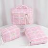 "Large Capacity Cherry Cat Quilted Cosmetic Bag – Cute & High-Value for Students"