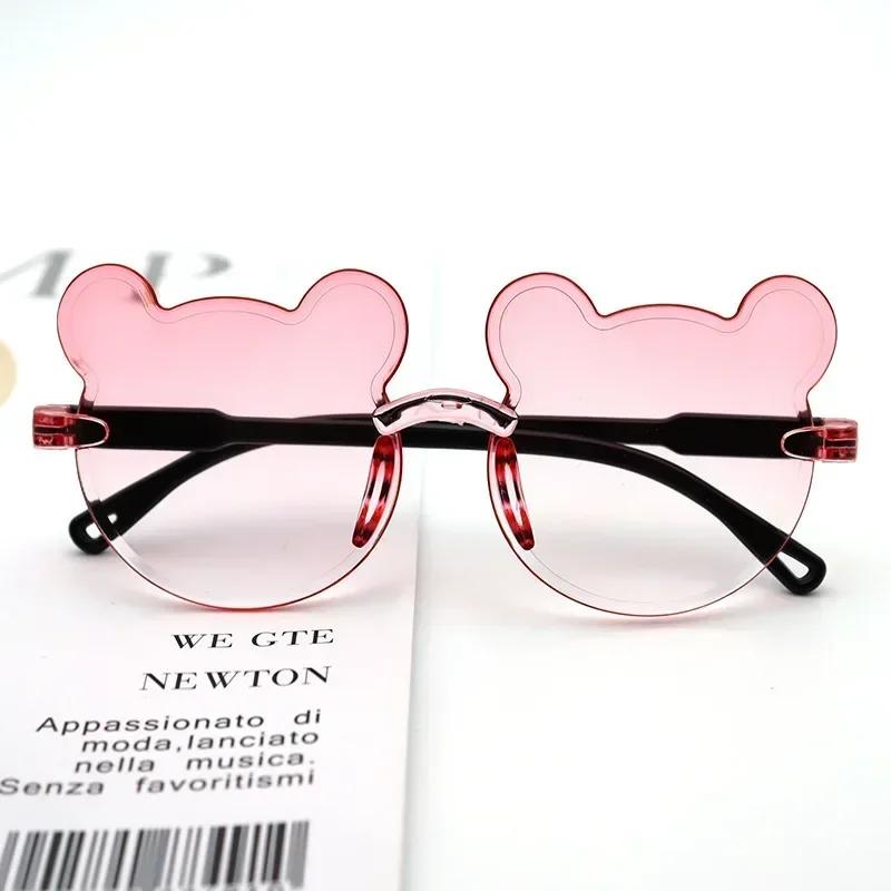 Kids Sun Sunglasses Bear Shape Children Glasses Cartoon Rimless UV400 Child Eyeglasses Outdoor Anti-Glare Girls Boys Sunglasses