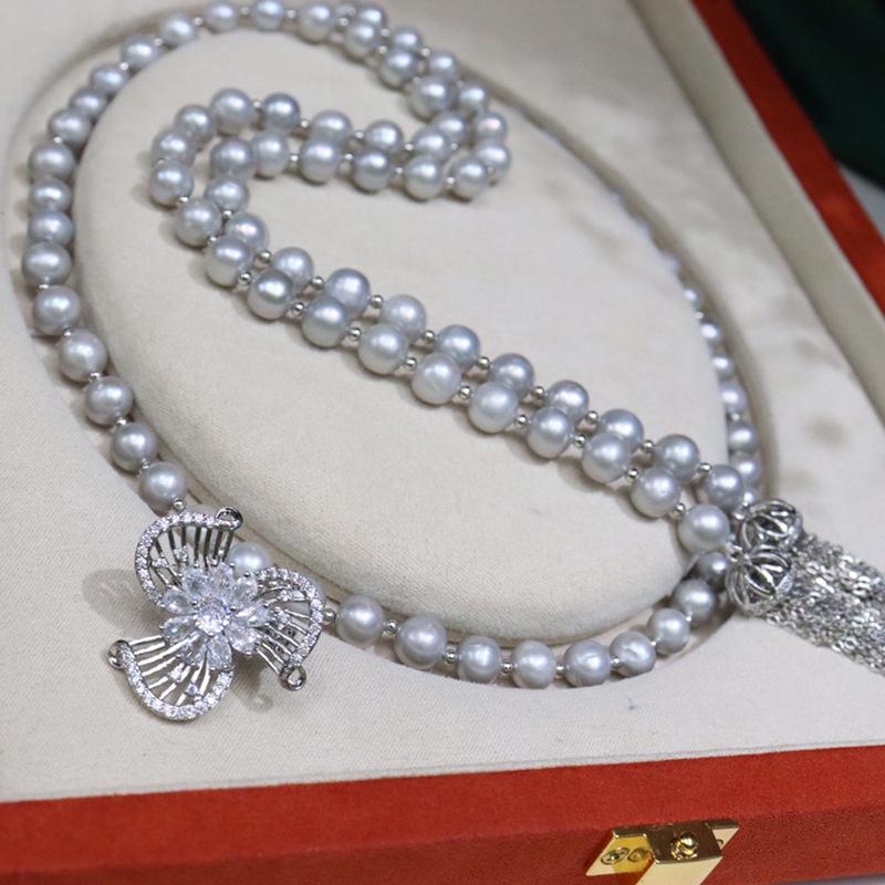 Elegant Women's Freshwater Pearl Sweater Necklace: 8-9mm Near Round Pearls with Slight Imperfections, Multiple Clasp Options