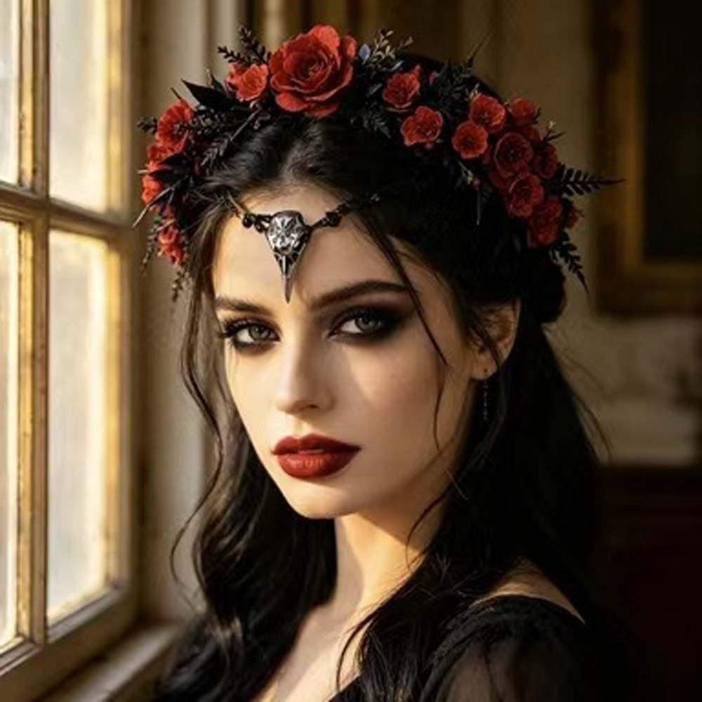 Flower Vine Elven Crown Diadem Rhinestone Decorated Elf Tiara Head Band Simulate Tree Leaves Fairy Headpiece Bridal Wedding
