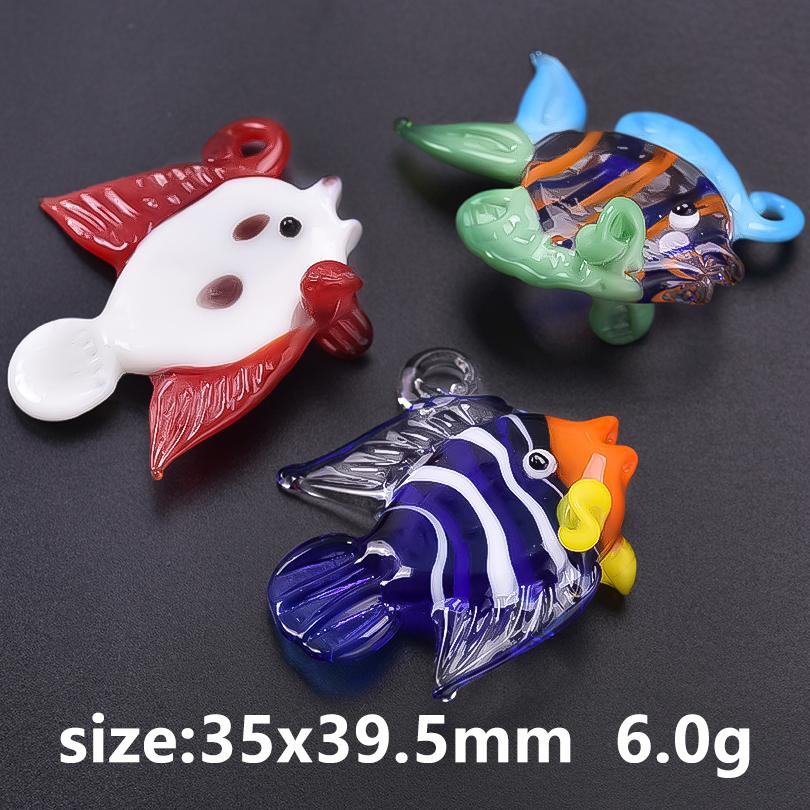 2pcs/Lot Fashion Ocean Animal Glass Tropical Fish Charms For Jewelry Making Earrings Necklace Pendant DIY Sea Clownfish Pendants