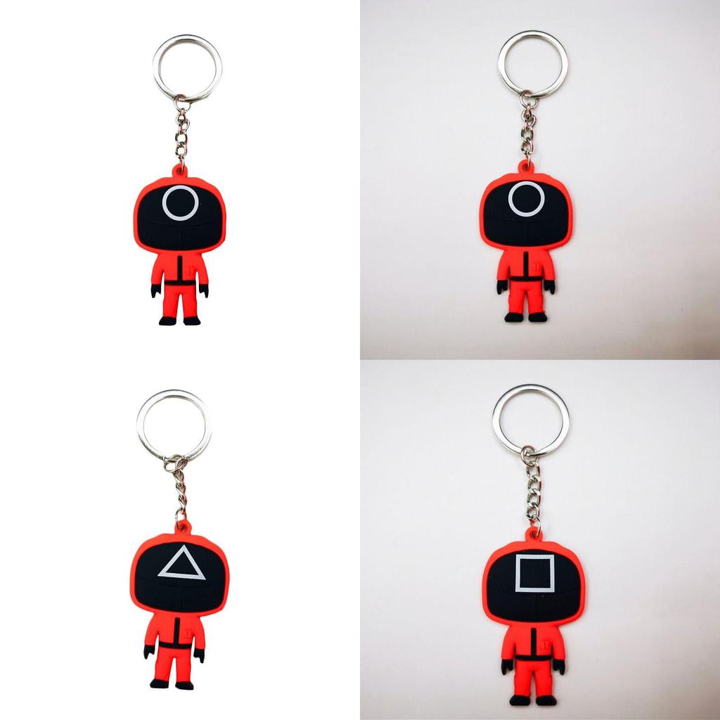 Squid Game Keychain With Red Guard Staff Worker Figure For Bags And Backpacks