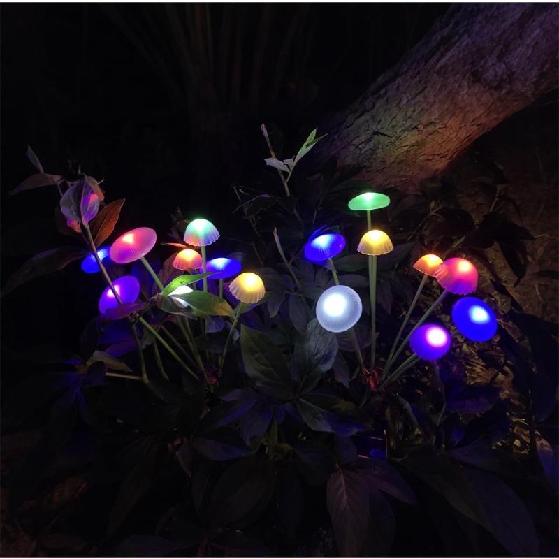 6LED/8LED/10LED Solar Mushroom Lights Outdoor Waterproof Garden Decor, 4-Color Landscape Lighting for Patio Lawn, Starlight Bulbs Ideal Gift