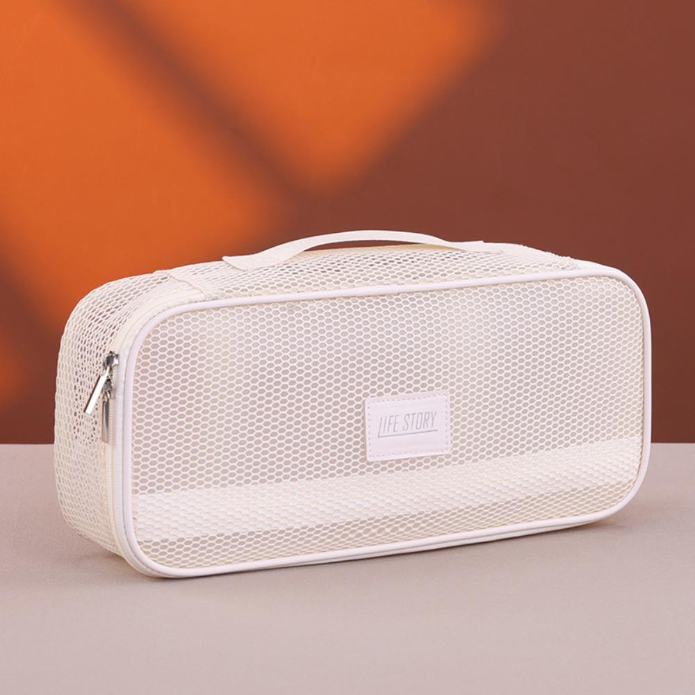 

Simple Mesh Hair Dryer Storage Bag with Handle Large Capacity Curler Storage Bag Dustproof Hairstyles Tool Organizer Home бежевый