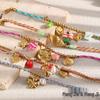 18K Gold Plated Bow Heart Pendant Bracelet with Colored Rope for Women