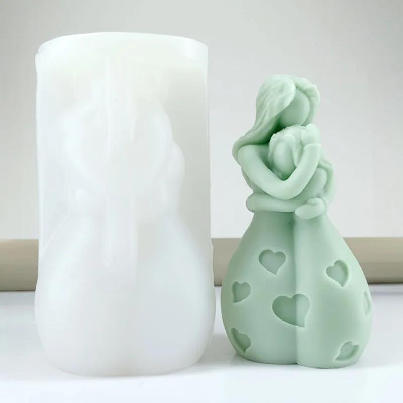 2026 Latest Models Mother Hugging Child Candle Silicone Mold Warm Heart Family Painting Plaster Mould Soap Resin Making