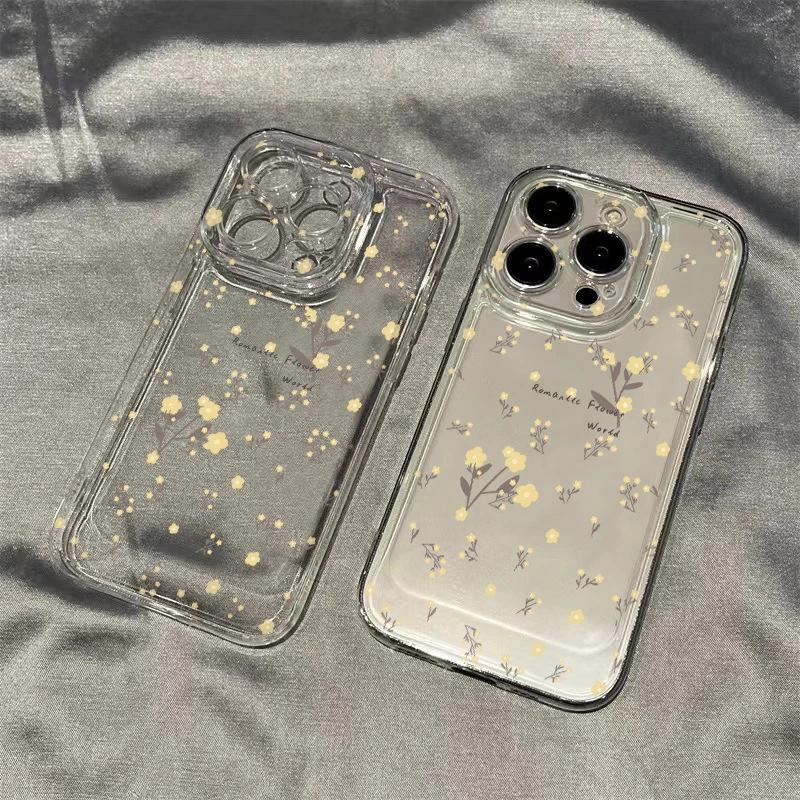Full screen yellow floral iPhone17Promax mobile phone case is small and fresh, suitable for Apple 16promax space case.
