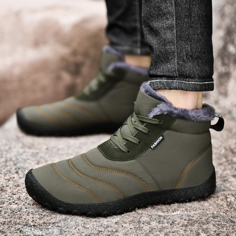 Zimní zateplené sněhule pro muže Plyšové vysoké kotníkové boty Protiskluzové Outdoor Turistika Sportovní obuv Velká velikost Keep Warm Bavlněné sněhové tenisky