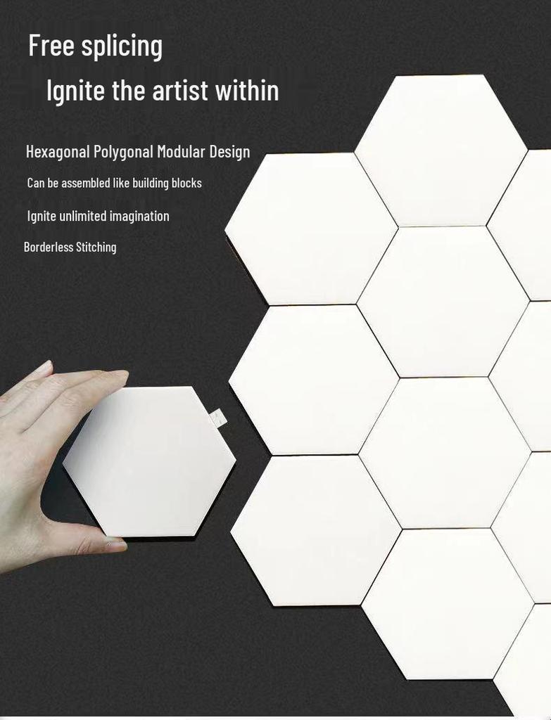 Hexagonal Smart Atmosphere Lamp: Bedside, Wall, E-Sports, Sound-Reactive, Colorful Honeycomb Rhythm Lighting.