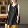Women S Summer Cotton Linen Sleeveless Loose Embroidered Tank Top For Inner Outer Wear
