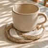 4pcs Braided Design Braided Coasters Woven Cotton Jute Cotton Coasters  For Home Use