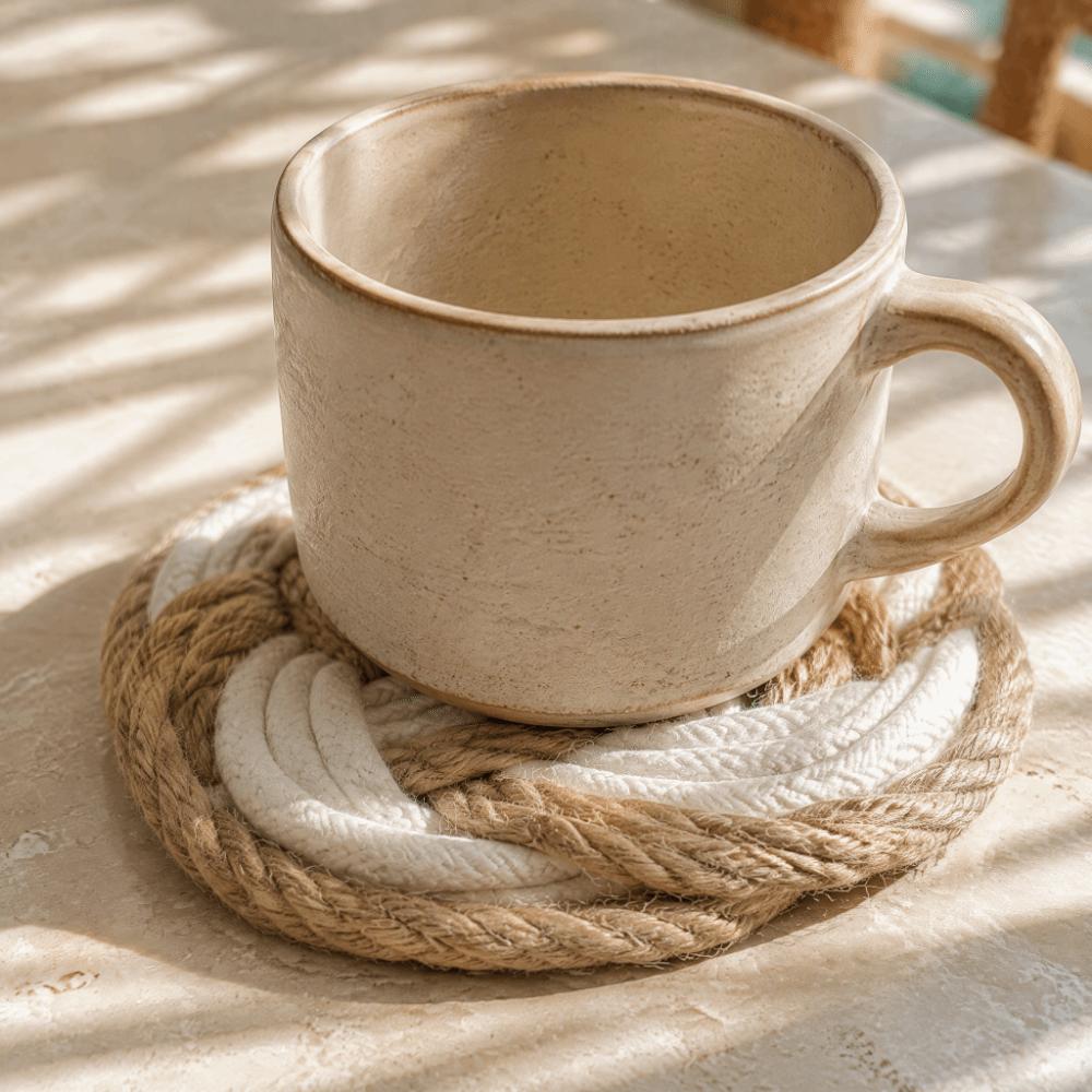 4pcs Braided Design Braided Coasters Woven Cotton Jute Cotton Coasters For Home Use