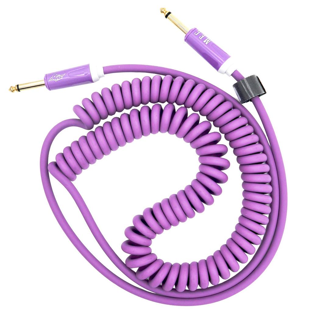 Aestivate Guitar Coiled Cable, Bass Shielded Curled Cord, 10ft3m (Purple)