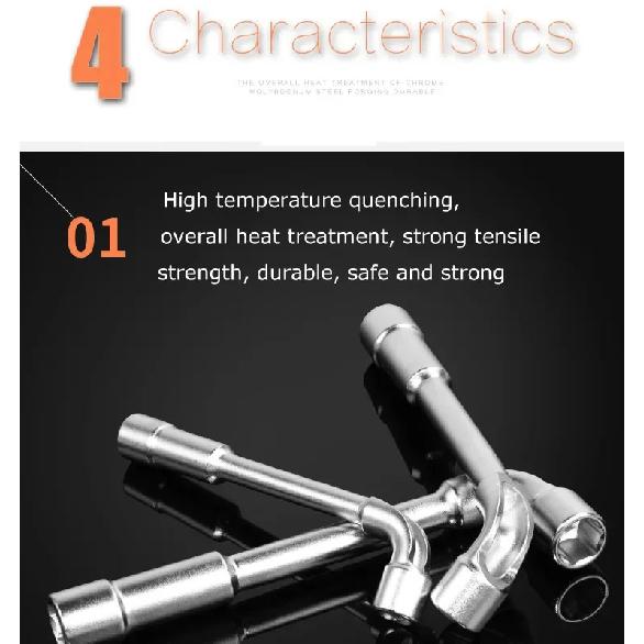 CRV Steel L Type Socket Spanner L Wrench 6 Point Hand Tools Automotive Mechanical Tool 8 10 12 13 14mm