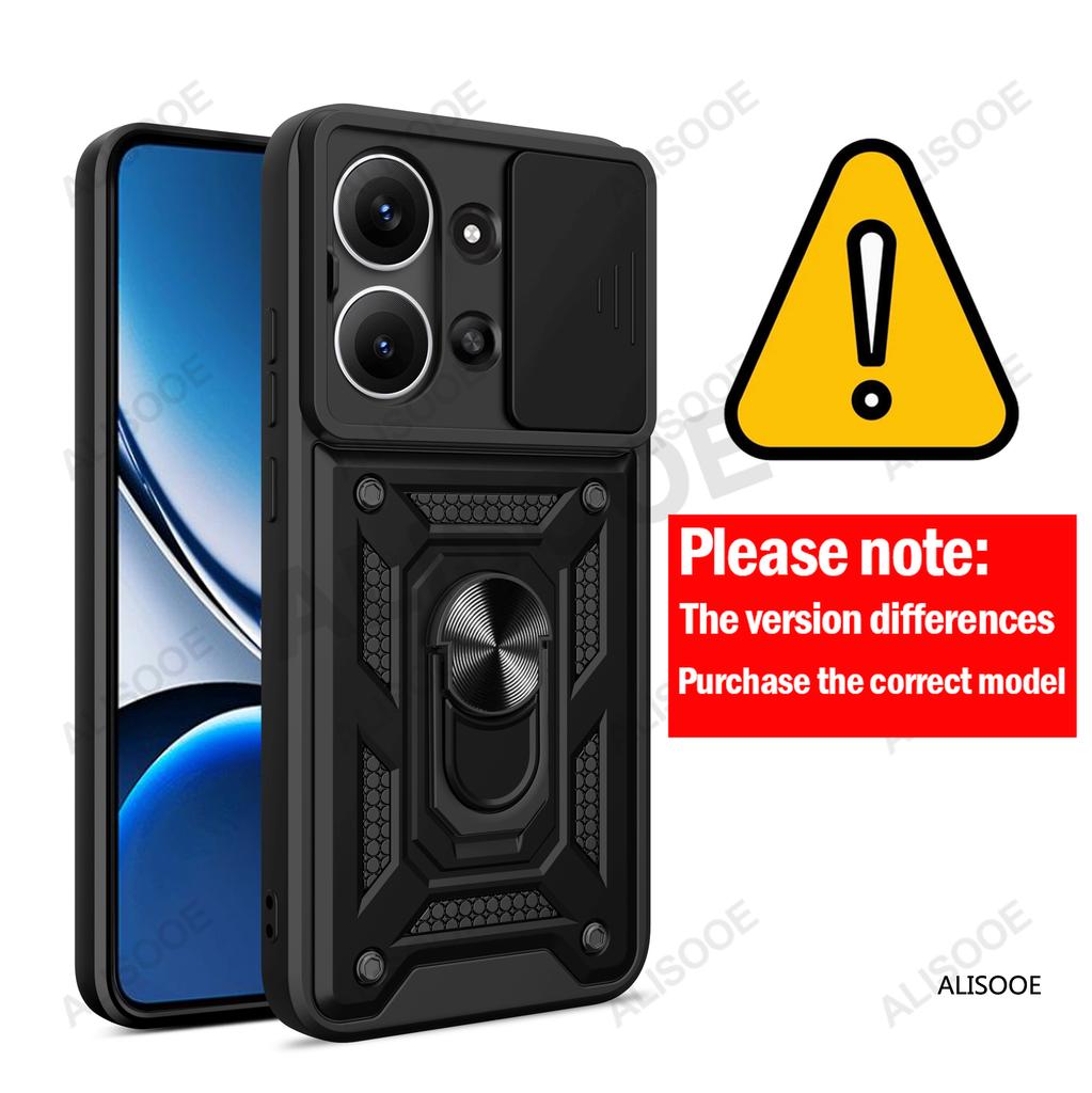 Capa for Xiaomi Redmi 15C Global Case Armor Slide Camera Lens Protection Back Cover Ring Stand Shockproof Funda