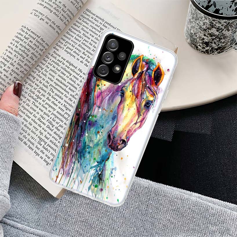 Animal Oil Painting Cute Horse Phone Case for Samsung Galaxy A17 A16 A15 A14 A13 A57 A56 A55 A54 A53 A37 A36 A35 A34 A33 A26 A25