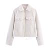 Women's Faux Suede Button Jacket Oversized Gathered Hem Short Length Coat Casual Vintage Outerwear With Pockets