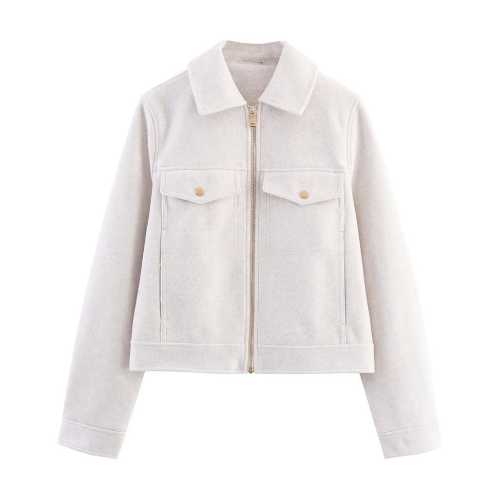 Women's Faux Suede Button Jacket Oversized Gathered Hem Short Length Coat Casual Vintage Outerwear With Pockets