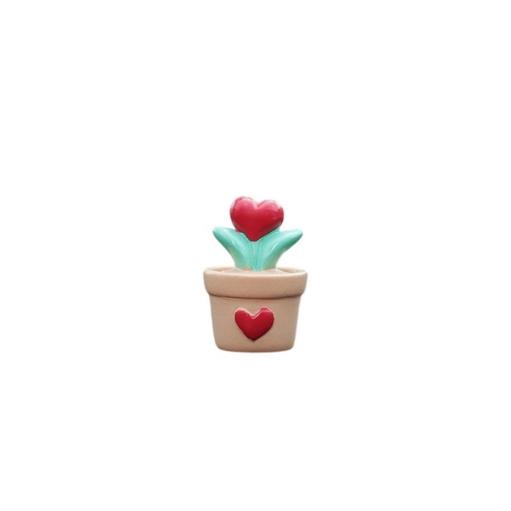 Flower Pot Small Ornament Desktop Cute Cartoon Potted Plant Car Interior Center Console Resin Car Decoration
