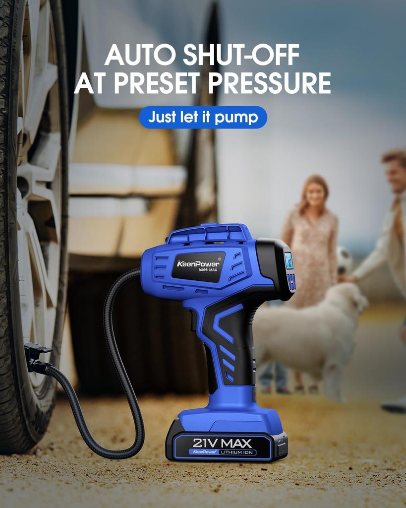 Portable Smart Air Compressor 21V Rechargeable Inflator with 4+N Modes & Digital Gauge for Cars, Motorcycles