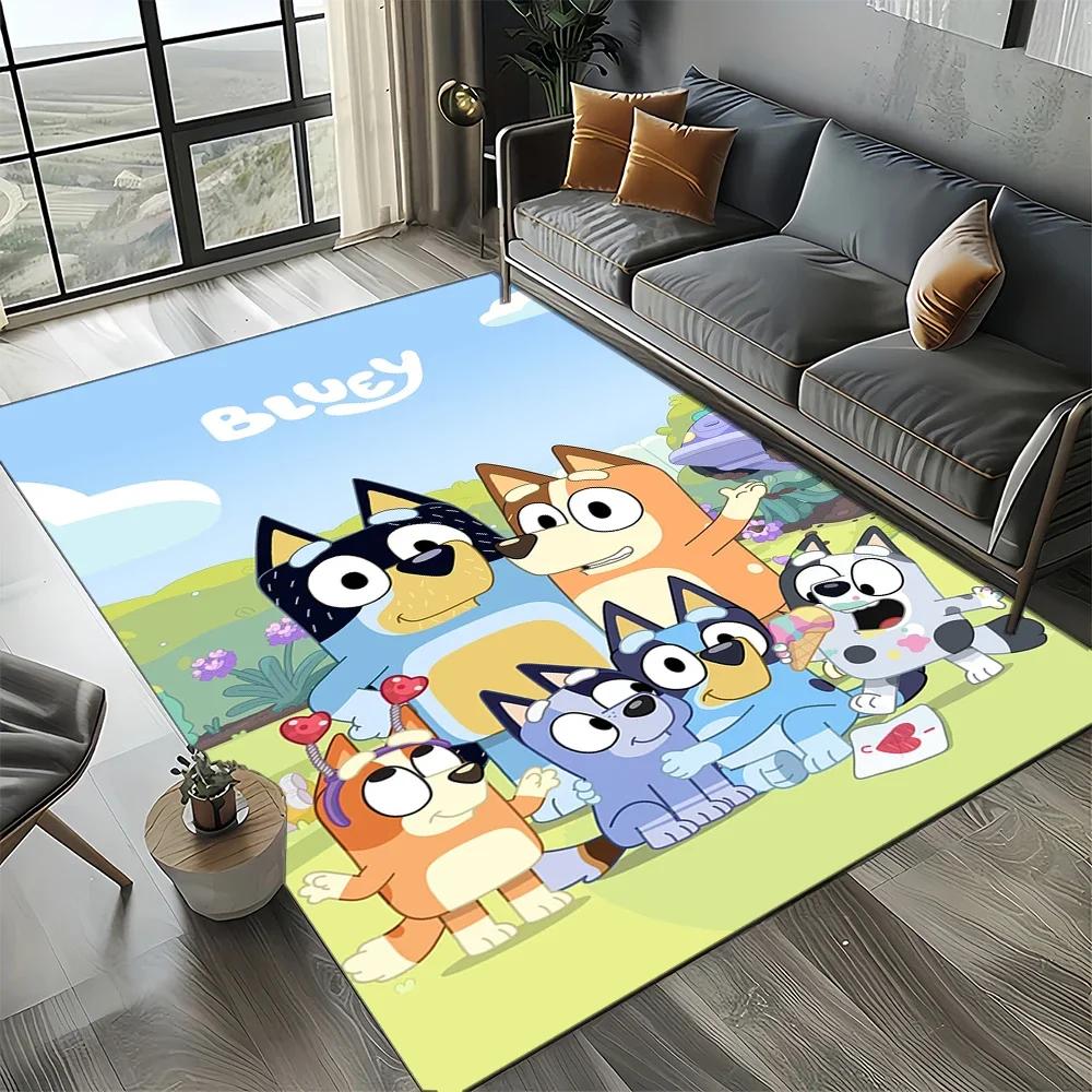 3D Print B-Blueys Family Cartoon Dog Carpet Rug for Living Room Bedroom Home Sofa Decoration,Kid Play Non-slip Floor Mat