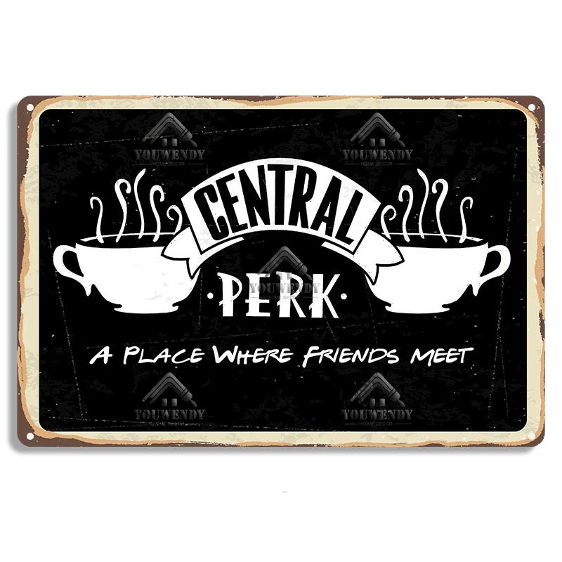 Central Perk Friends Kaffee, Vintage Metallblechschild, Dekorative Plakette, Retro Schild Cafe Küche Wohnzimmer Bar Poster, UW83