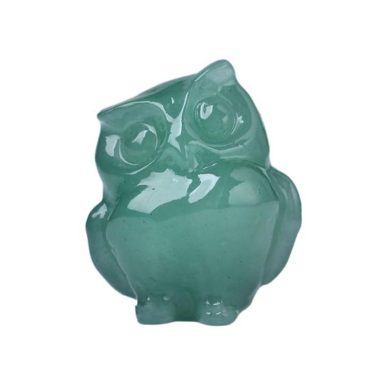 Sculpture de hibou réaliste, joli Faux cristal sculpté à la main, Statue d'animal de hibou poli, ornement de bureau