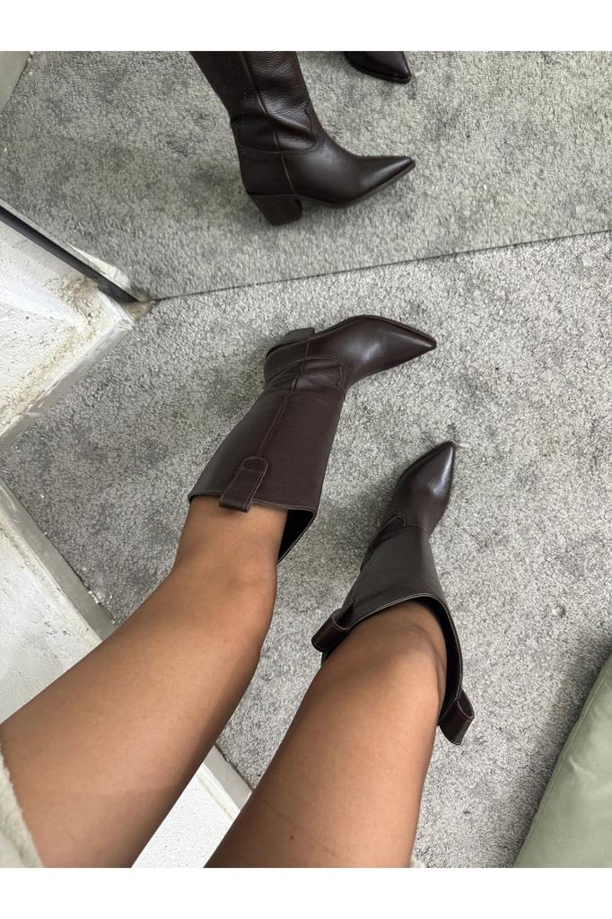 Women Modern Stylish Fashion Boots Genuine Leather Suede Mink Suede Genuine Suede Leather Cowboy Boots