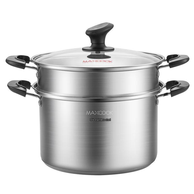 MAXCOOK 304 Нержавеющая сталь 2-ярусный суповой горшок-пароварка
