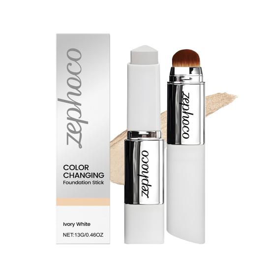 13G Color Changing Foundations Stick Double Head Foundations Stick with Brush Lightweight Hydrating Full Coverage Concealer Cream Stick