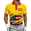 Men's Short Sleeve Polo Shirt Halloween Flag Print Casual Button Down Collar Top Lightweight Breathable Fabric Summer Wear