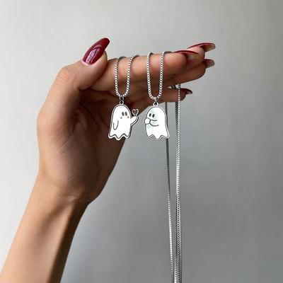 Halloween Neck Chain Ornaments Cartoon Dripping Oil Bixin Ghost Pendant Necklace Couple Necklace Female