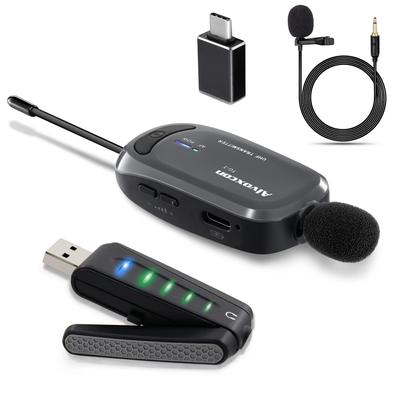 Wireless Microphone USB Wireless Microphone Pin Microphone Wireless PC Microphone Wireless Zoom Clip Microphone UHF Recording Monitoring Computer Andr