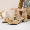 Fashion Women Sandals 2025 Summer New Sexy Fashion Comfortable Outdoor Sandals Medium High Heel Elegant Casual Wedding Shoes for Women