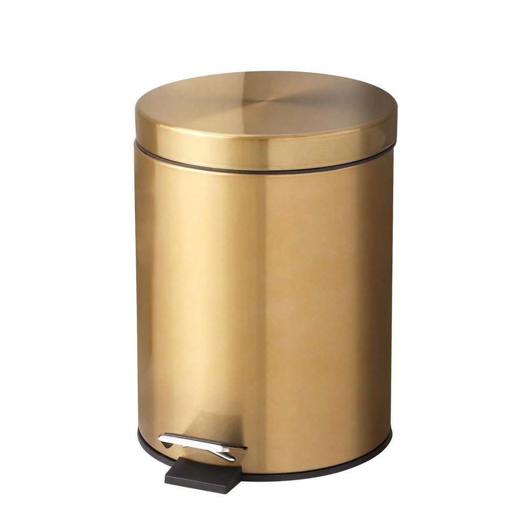 5L Champagne Gold Pedal Trash Can with Lid for Kitchen Use