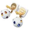 CHANEL [Excellent Condition] 98P CC Logos Soccer Ball Motif Multi-Stone Earring Gold / WhiteUsed