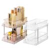 2 Pack Clear Bathroom Organizers 2 Tier Pull Out Multi Purpose Plastic Drawer Storage for Under Sink Kitchen